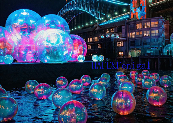 Outdoor Bubble Mirror Balls For Rainbow Inflatable Shape Balloon 3.5m