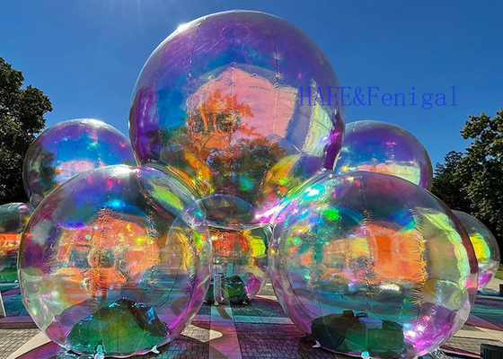 PVC Inflatable Reflective Bubble Ball / Rainbow Inflatable Mirror Ball Colorful