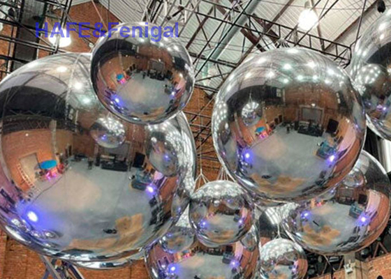 Decorative Inflatable Mirror Ball Silver Event Decoration 5m For Outdoor Use