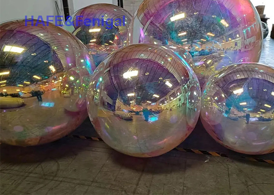 Decorative Inflatable Rainbow Mirror Ball Big Shiny Ball Advertising 5ft Diameter