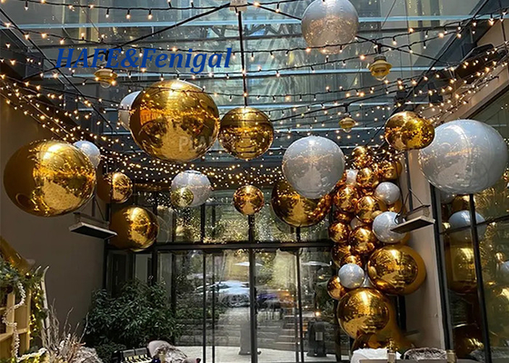 Giant Gold PVC Inflatable Mirror Ball Sphere Decorative Silver Colorful