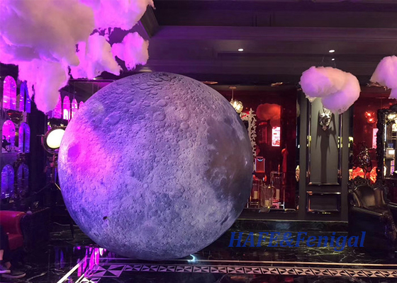 4.5m Lighted Inflatable Planet Moon Inflatables Balloon Art  For Advertisement Decoration