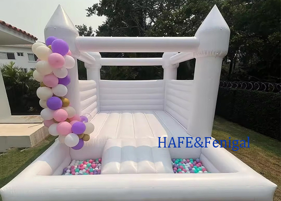 Party Mini Small Pvc Inflatable White Castle Bounce House Jumping Castle With Slide and Ball Pit