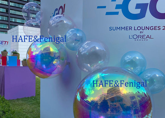 Decorative Inflatable Rainbow Mirror Ball Big Shiny Ball Advertising 1-5M Diameter
