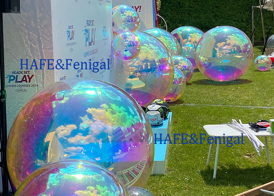 Decorative Inflatable Rainbow Mirror Ball Big Shiny Ball Advertising 1-5M Diameter