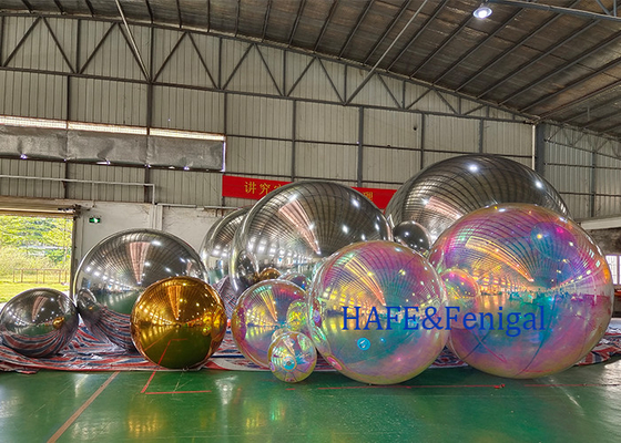 Decorative Inflatable Rainbow Mirror Ball Big Shiny Ball Advertising 1-5M Diameter
