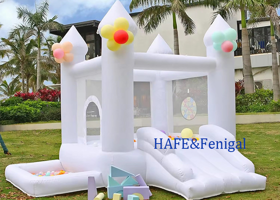 White Bounce House Inflatable Trampoline Jumping Castle With Slide Made Of  Durable Material