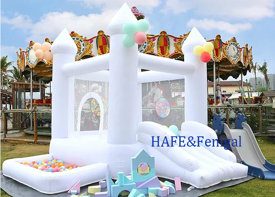 White Bounce House Inflatable Trampoline Jumping Castle With Slide Made Of  Durable Material