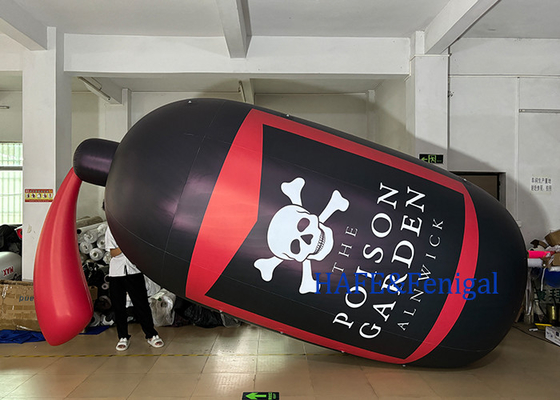 Inflatable Pvc Poison Bottle  Balloon 5.8m Long And 1.8 Dia Logo Printing Branding Advertising