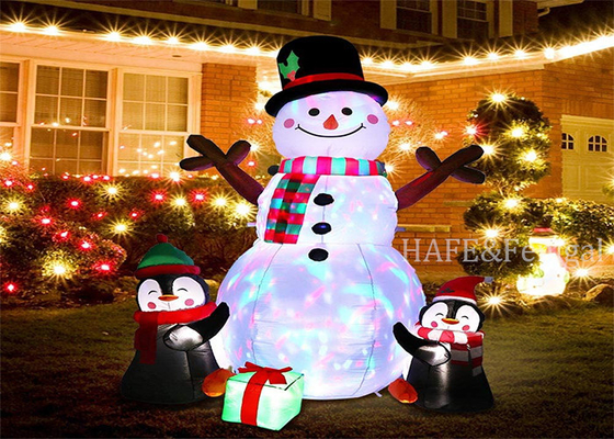 Christmas Inflatable Christmas Decorations Snowman Penguin Gingerbread Man with LED Mood Light