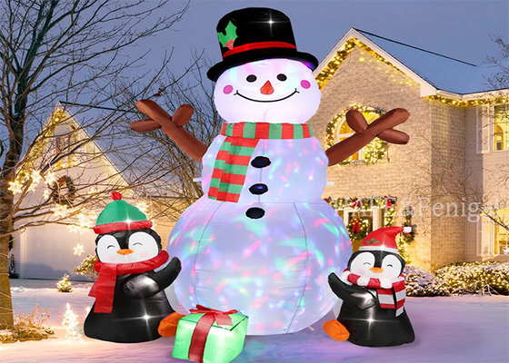 Christmas Inflatable Christmas Decorations Snowman Penguin Gingerbread Man with LED Mood Light