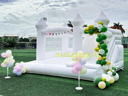 Customized White Inflatable Bouncers Castle Slide Perfect For Wedding And Birthday