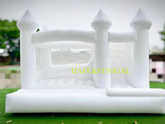 Customized White Inflatable Bouncers Castle Slide Perfect For Wedding And Birthday
