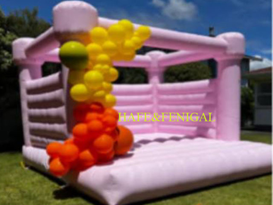 Customized Inflatable Pink Bounce House Castle With Slide For Kid