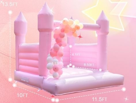 Customized Inflatable Pink Bounce House Castle With Slide For Kid