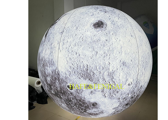 2m / 6.5ft Inflatable Grey Moon Planet With Light Hanging For Events Decoration