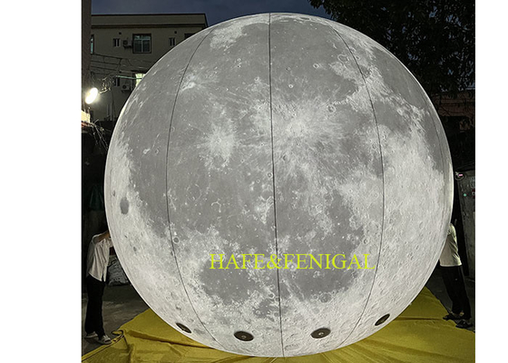 2m / 6.5ft Inflatable Grey Moon Planet With Light Hanging For Events Decoration