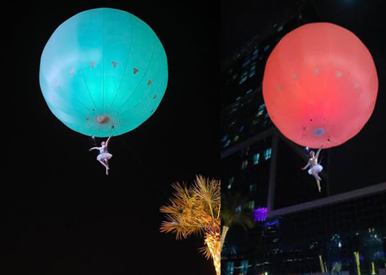 Customized 6.5m 21ft Aerial Show Helium Filled Balloon With White Or RGB Light