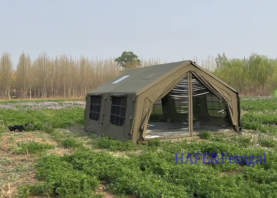 Military Green Inflatable Tent Exquisite Outdoor Camping 17.2 Square Meters Cotton Cloth