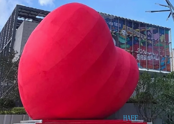 5m Inflatable Luminous Short Plush Heart For Mall Displays Or Influencer Photo Spots