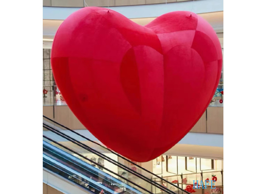 5m Inflatable Luminous Short Plush Heart For Mall Displays Or Influencer Photo Spots