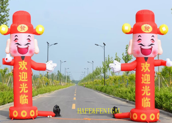 3m Inflatable Air Dancer Featuring A God Of Wealth Character For Grand Openings