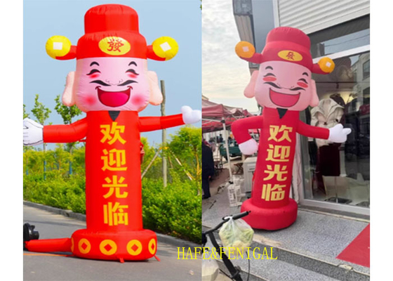 3m Inflatable Air Dancer Featuring A God Of Wealth Character For Grand Openings