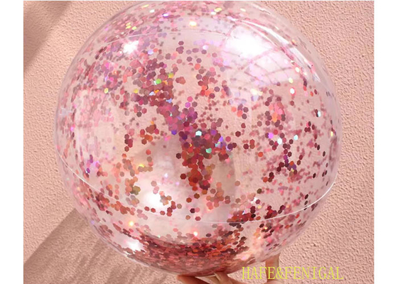 0.5m Small Inflatable Transparent Beach Ball With Glitter Inside For Beach Pool Parties