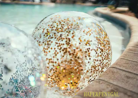 0.5m Small Inflatable Transparent Beach Ball With Glitter Inside For Beach Pool Parties