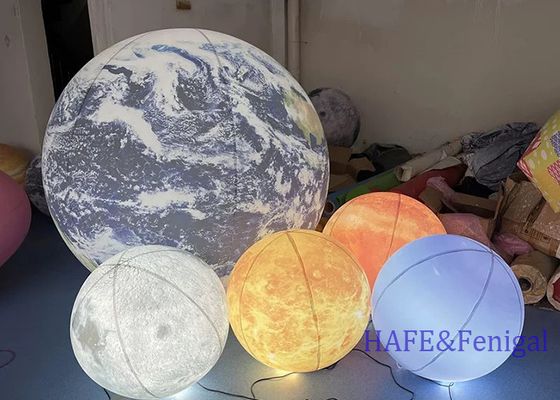 Customized 1-3m Planet Art Balloon With LED Light Event Atmosphere Decoration