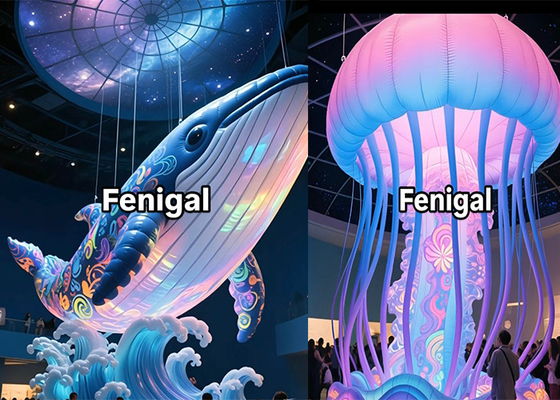 3m 10ft Large PVC Inflatable Whale For Immersive Museums Oceanariums Shopping Malls