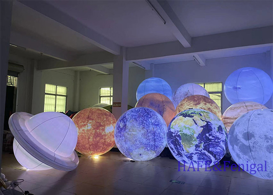 Activity Atmosphere Decoration Giant Planet Art Balloon With LED Lights 1-3 Meters Hung Customized