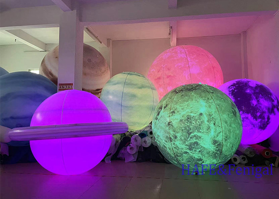 Activity Atmosphere Decoration Giant Planet Art Balloon With LED Lights 1-3 Meters Hung Customized