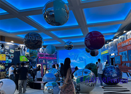Inflatable Metal Ball Decoration With Logo Or Printed Splicing Inflatable Mirror Ball Hung
