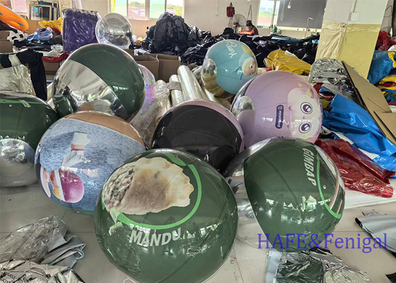 Customized Splicing Inflatable Advertising Mirror Ball Hung With Printed Advertising Patterns And Logos