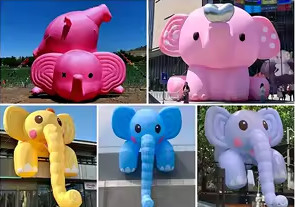 Custom 3m 10ft  Inflatable Cartoon Pink Elephant For Mall Decor Or Theme Park