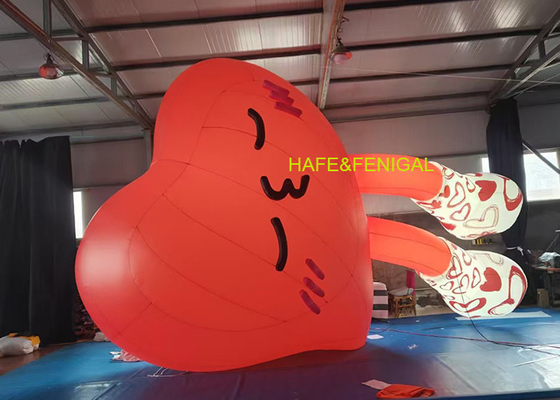 2M Inflatable Cartoon Heart With LED Lights For Valentine's Mall Atriums And Entrance Displays