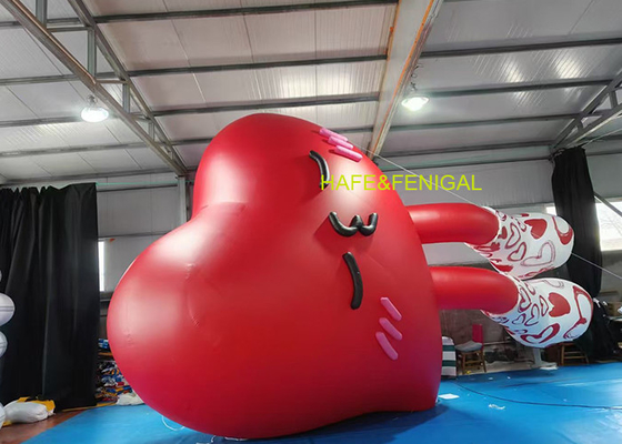 2M Inflatable Cartoon Heart With LED Lights For Valentine's Mall Atriums And Entrance Displays
