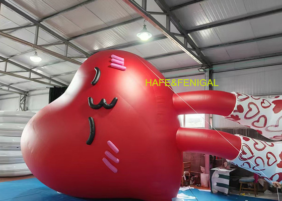 2M Inflatable Cartoon Heart With LED Lights For Valentine's Mall Atriums And Entrance Displays