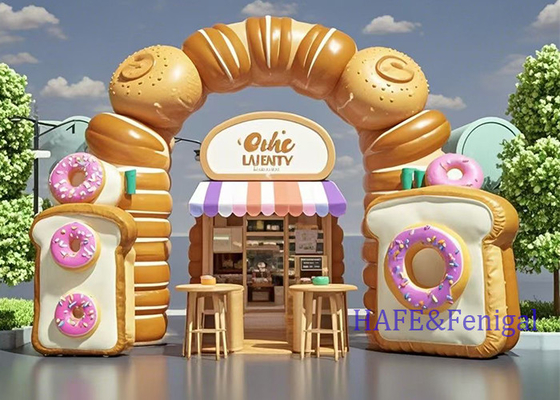 Custom PVC Outdoor Shopping Mall Store Inflatable Advertising Decoration Bread Donut Arch
