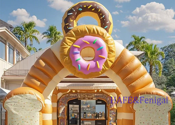 Custom PVC Outdoor Shopping Mall Store Inflatable Advertising Decoration Bread Donut Arch