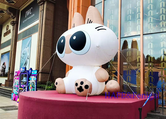 Custom Outdoor Giant Inflatable Cartoon Cat Atmosphere Decoration With LED Lights