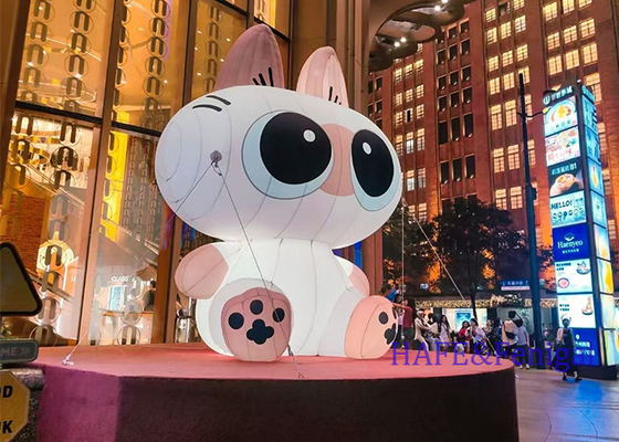 Custom Outdoor Giant Inflatable Cartoon Cat Atmosphere Decoration With LED Lights