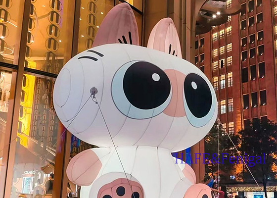 Custom Outdoor Giant Inflatable Cartoon Cat Atmosphere Decoration With LED Lights