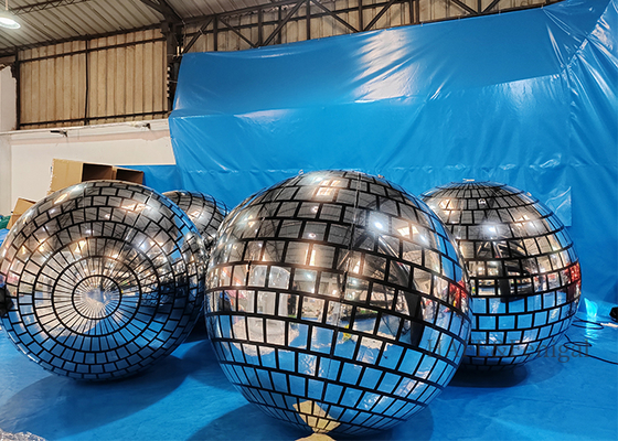 Dance Nightclub Atmosphere Decoration PVC Silver Inflatable Disco Mirror Balloon