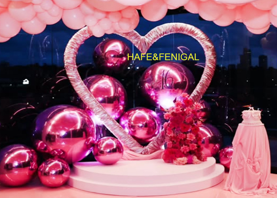 4ft 5ft 6ft Inflatable PVC Pink Shiny Mirror Balloons For Luxury Weddings, Birthdays