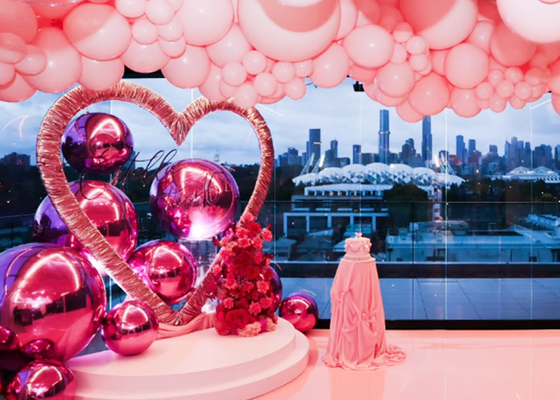 4ft 5ft 6ft Inflatable PVC Pink Shiny Mirror Balloons For Luxury Weddings, Birthdays