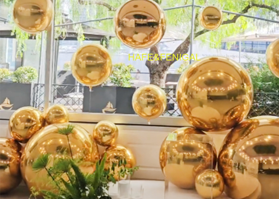 1m 2m Giant Reflective Golden PVC Mirror Balloons As Indoor Or Outdoor Art Installations