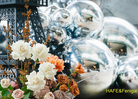Dia 2m PVC Double-Layer Silver Mirror Balloons For Public Art Open-Air Events