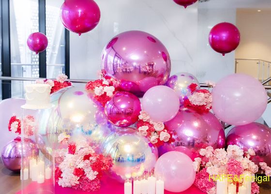 1.2m 4ft Pink And Iridescent PVC Mirror Balloons For Gallery Opening Art Installation